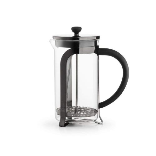  Leopold Vienna Kaffeebereiter Shiny Metal 350ml, Glas, Schwarz, 8.3 x 12.1 x 16.7 cm