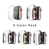 Leotop Compatible with Apple Watch Case 44mm 40mm, Super Thin PC Plated Bumper Clear Screen Protector Full Cover Shell Shockproof Frame Compatible iWatch Series 4 (5 Color Pack, 40
