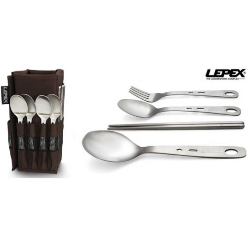  Lepex Camping Cutlery Utensil Set 4 Person Fork Spoon Chopsticks Ladle