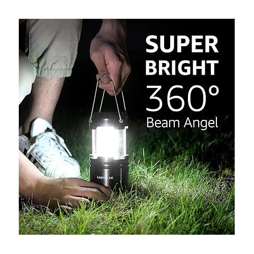  Lepro LED Camping Lanterns Battery Powered, Collapsible, IPX4 Water Resistant, Outdoor Portable Lights for Emergency, Hurricane, Storms and Outages