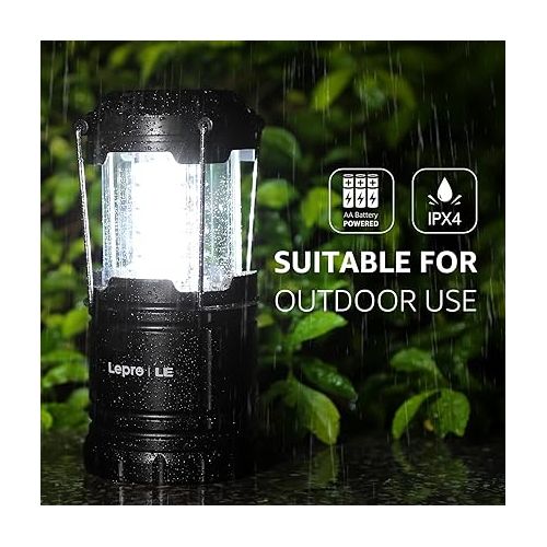  Lepro LED Camping Lanterns Battery Powered, Collapsible, IPX4 Water Resistant, Outdoor Portable Lights for Emergency, Hurricane, Storms and Outages