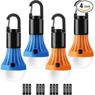 Lepro LED Camping Lantern, Camping Essentials, 3 Lighting Modes, Hanging Tent Light Bulbs with Clip Hook for Camping, Hiking, Hurricane, Storms, Outages, Collapsible, Batteries Included, 4 Packs