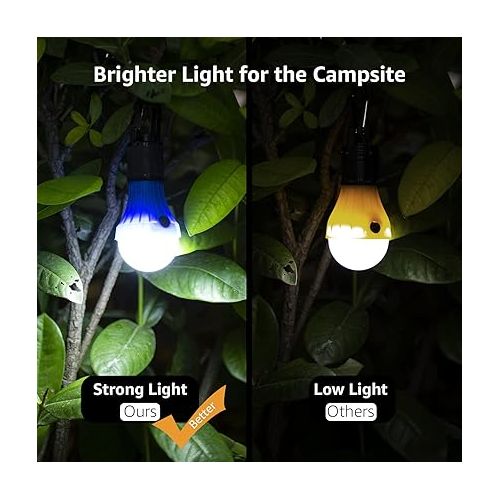  Lepro LED Camping Lantern, Camping Essentials, 3 Lighting Modes, Hanging Tent Light Bulbs with Clip Hook for Camping, Hiking, Hurricane, Storms, Outages, Collapsible, Batteries Included, 4 Packs