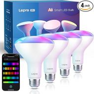 Lepro BR1 Smart Light Bulbs - Al Generated Lighting, Mood Recognition, LightBeats Music Sync, RGBWW Color Changing, Voice Control Via App, Work with Alexa & Google Assistant, BR30 E26 8W, 4 Packs