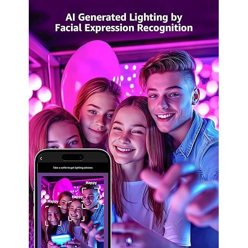  Lepro B1 Smart Light Bulbs - Dimmable Bluetooth LED Bulb with App Control, AI Generated Lighting, AI Mood Recognition, Lightbeats Music Sync, RGBWW Color Changing Lights Bulb for Home, Party, 2 Packs