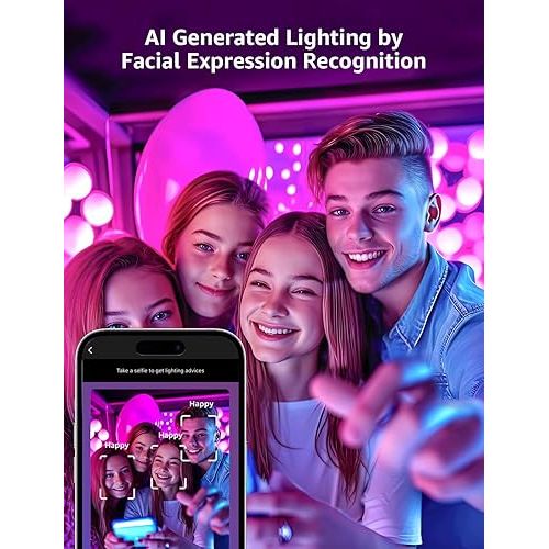  Lepro B1 Smart Light Bulbs - Dimmable Bluetooth LED Bulb with App Control, AI Generated Lighting, AI Mood Recognition, Lightbeats Music Sync, RGBWW Color Changing Lights Bulb for Home, Party, 4 Packs