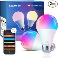 Lepro B1 Smart Light Bulbs - AI Generated Lighting, AI Mood Recognition, Lightbeats Music Sync, 2.4Ghz WiFi & Bluetooth LED RGB Bulb with App Control, Compatible with Alexa & Google Assistant, 2 Packs