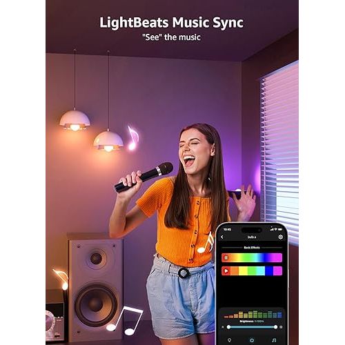  Lepro B1 Smart Light Bulbs - AI Generated Lighting, AI Mood Recognition, Lightbeats Music Sync, 2.4Ghz WiFi & Bluetooth LED RGB Bulb with App Control, Compatible with Alexa & Google Assistant, 2 Packs