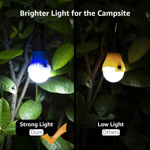  Lepro LED Camping Lantern, Camping Accessories, 3 Lighting Modes, Hanging Tent Light Bulbs with Clip Hook for Camping, Hiking, Hurricane, Storms, Outages, Collapsible, Batteries In