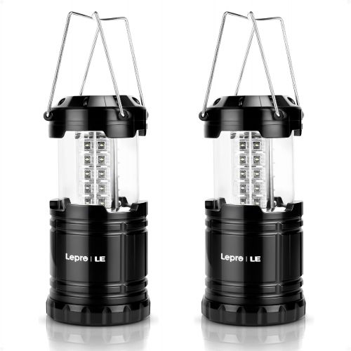  Lepro LED Camping Lantern Battery Powered, Super Bright, Collapsible, IPX4 Water Resistant, Outdoor Portable Lights for Emergency, Hurricane, Storms, Outages, 2 Packs