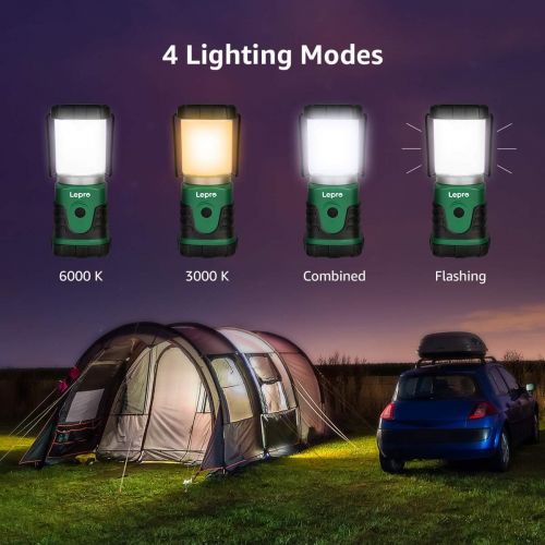  Lepro LED Camping Lantern, Mini Camping Lantern, 350LM, 4 Light Modes, 3 AA Battery Powered Lantern Flashlight for Home, Garden, Hiking, Camping, Battery Not Included