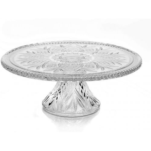  Leraze Crystal Cake Plate With Stand, 12 Round Pedestal Cake Stand, Desert Serving Tray For Weddings, Events, Parties