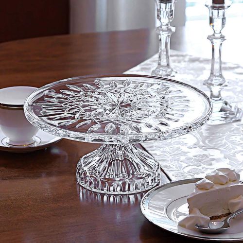  Leraze Crystal Cake Plate With Stand, 12 Round Pedestal Cake Stand, Desert Serving Tray For Weddings, Events, Parties