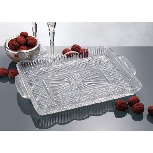  Leraze Crystal Rectangular Elegant Serving Tray, For Whiskey Decanter,candle Sticks,vanity set, and Serving