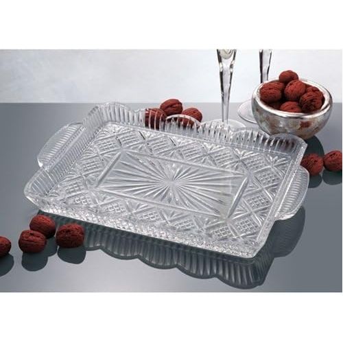  Leraze Crystal Rectangular Elegant Serving Tray, For Whiskey Decanter,candle Sticks,vanity set, and Serving