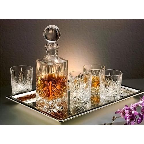 Leraze Elegant Mirrored Rectangular Silver Tray, Mirrored Tray for Whiskey Decanter, Candle Sticks, Vanity Set, Perfume Tray, and Serving