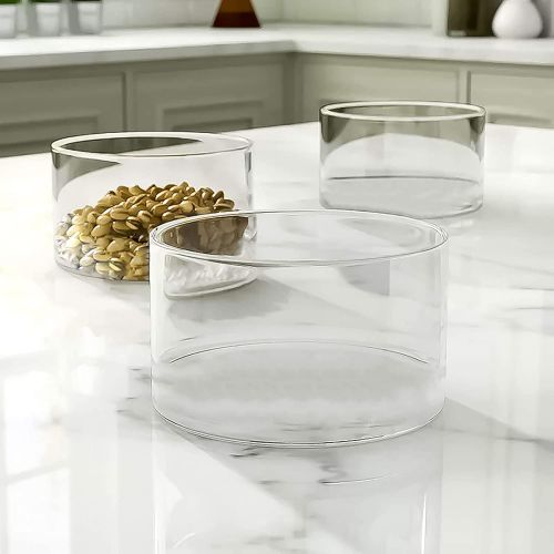  Leraze Large Glass Salad Bowl - Mixing and Serving Dish - 120 Oz. Clear Glass Fruit and Trifle Bowl