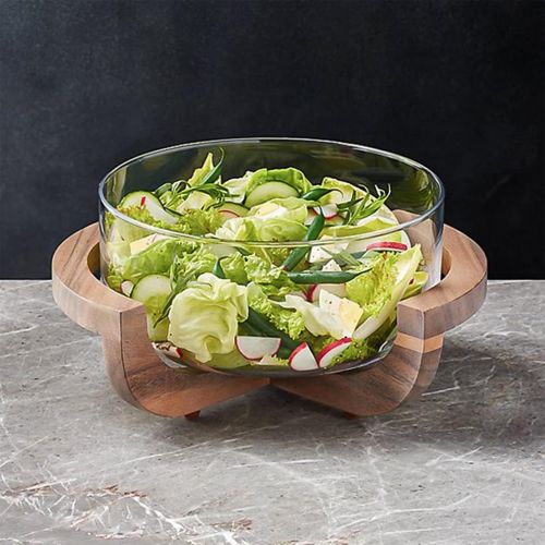  Leraze Large Glass Salad Bowl - Mixing and Serving Dish - 120 Oz. Clear Glass Fruit and Trifle Bowl
