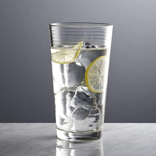  [아마존베스트]Le'raze Set of 16 Heavy Base Ribbed Durable Drinking Glasses Includes 8 Cooler Glasses (17oz) and 8 Rocks Glasses (13oz), - Clear Glass Cups - Elegant Glassware Set
