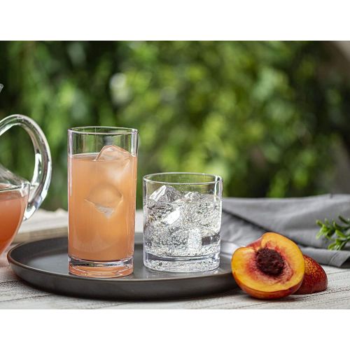  [아마존베스트]Le'raze Elegant Plastic Drinking Glasses Set of 12 - Attractive Clear Acrylic Tumblers - Unbreakable Drinkware Set Ideal for Indoor and Outdoor - Kid Friendly