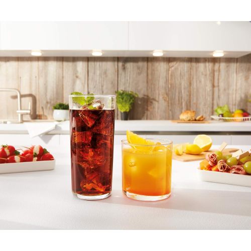  [아마존베스트]Le'raze Elegant Drinking Glasses, 8 Highball Glasses (16oz) and 8 Rocks Glass (12oz), Set of 16 Durable Glass Cups  Lead-Free Clear Glassware Set