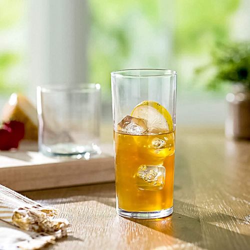  [아마존베스트]Le'raze Elegant Drinking Glasses, 8 Highball Glasses (16oz) and 8 Rocks Glass (12oz), Set of 16 Durable Glass Cups  Lead-Free Clear Glassware Set