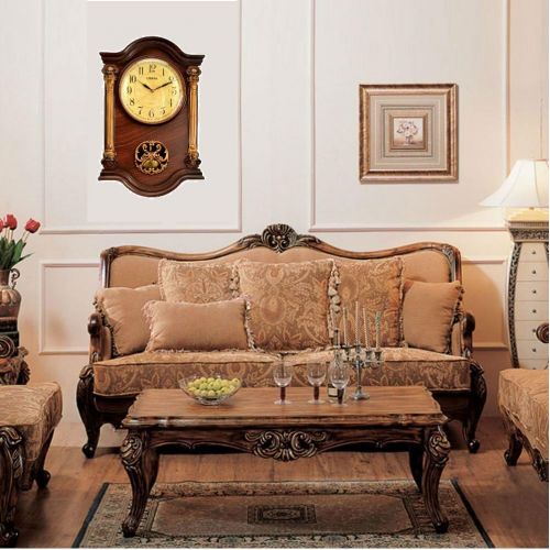  Leraze 22 x 15 x 3-Inch Grandfather Wall Clock with Swinging Pendulum, MahoganyGold