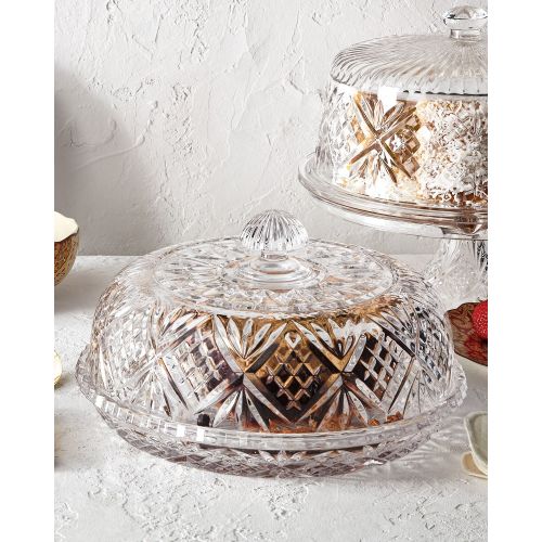  Elegant Decorative Leraze Beautiful Crystal Covered Pie Dome, Crystal Cake Plate with Dome Cover,