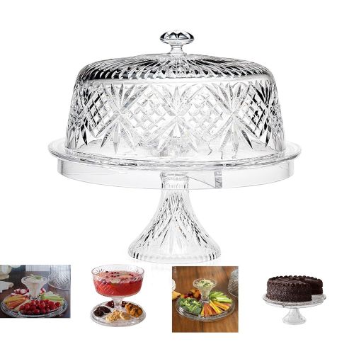  Leraze Amazing Cake Stand Multifunctional Cake and Serving Stand For weddings,events, parties, 4-in-1 Crystal Cake Plate with Dome