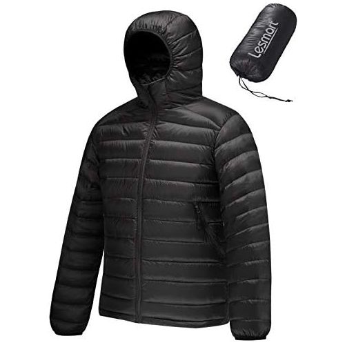  Lesmart Mens Packable Hooded Puffer Jacket Lightweight Water Resistant Down Jacket Insulation Winter Warm Coat