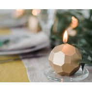 LessCandles Geometric Candle, Faceted Gold Candle for Modern Home, Gold Modern Wedding Favors, Metallic Home Decor