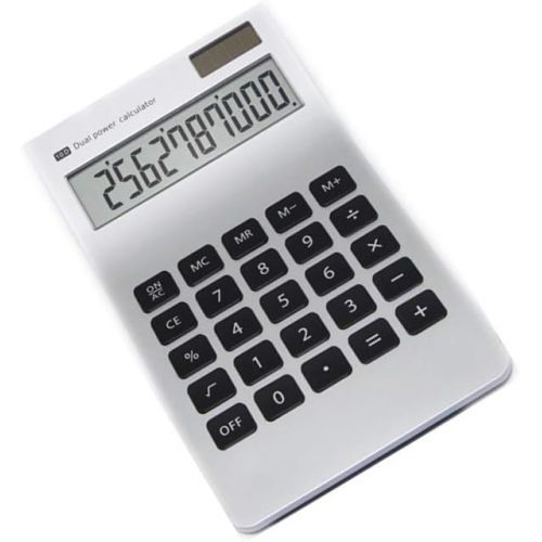  [아마존베스트]【Letitfly】 Calculator, Slim Elegant Design, Office/Home Electronics, Dual Powered Desktop Calculator, Solar Power, 10 Digits, Tilted LCD Display, Stable Design, Color-Silver (NewSi