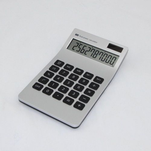  [아마존베스트]【Letitfly】 Calculator, Slim Elegant Design, Office/Home Electronics, Dual Powered Desktop Calculator, Solar Power, 10 Digits, Tilted LCD Display, Stable Design, Color-Silver (NewSi