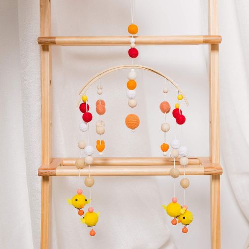  Lets Make Baby Crib Mobile Bed Wind Wooden Bell Rattle Nordic Style Beads Chimes for Kids Room Hanging Newborn Gifts Nursery Decor