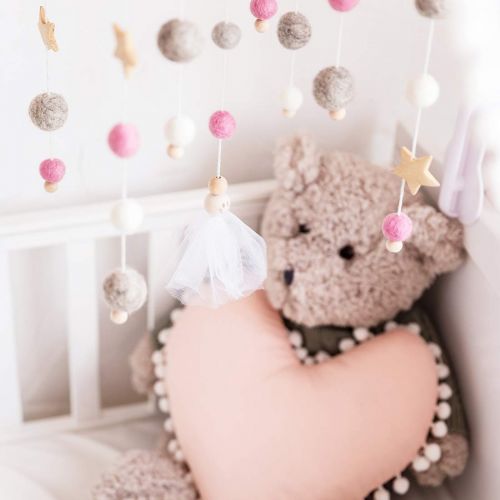  Lets Make Baby Crib Mobile  100% NZ Wool Colored Felt Ball Mobile for Your Boy or Girl Babies Bed Room  Designer Colors to Match Your Nursery and Delight Your Child