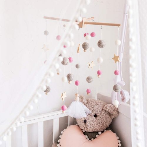  Lets Make Baby Crib Mobile  100% NZ Wool Colored Felt Ball Mobile for Your Boy or Girl Babies Bed Room  Designer Colors to Match Your Nursery and Delight Your Child