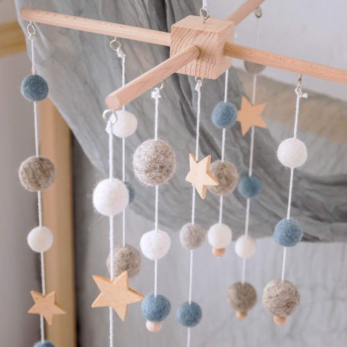  Lets Make Baby Crib Mobile  100% NZ Wool Colored Felt Ball Mobile for Your Boy or Girl Babies Bed Room  Designer Colors to Match Your Nursery and Delight Your Child