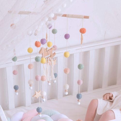  Lets Make Baby Crib Mobile  100% NZ Wool Colored Felt Ball Mobile for Your Boy or Girl Babies Bed Room  Designer Colors to Match Your Nursery and Delight Your Child