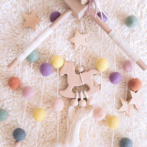  [아마존베스트]Let Baby Crib Mobile  100% NZ Wool Colored Felt Ball Mobile for Your Boy or Girl Babies Bed Room  Designer Colors to Match Your Nursery and Delight Your Child