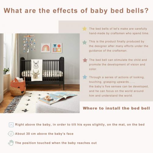  Lets make Baby Crib Mobile Wooden Wind Chime Bed Bell,Nursery Mobile Crib Bed Bell Baby Bedroom Ceiling Wooden Beads Wind Chime Hanging