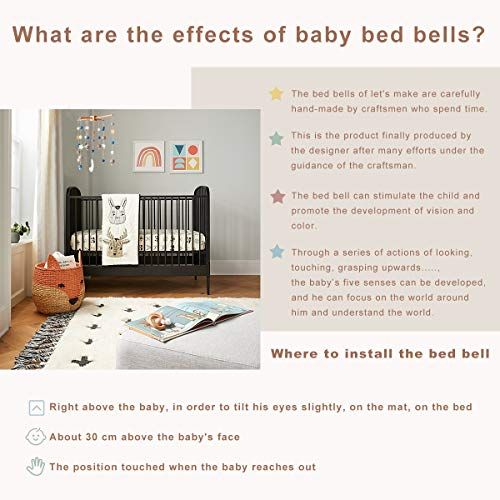  Lets make Baby Crib Mobile Wooden Wind Chime Bed Bell,Nursery Mobile Crib Bed Bell Baby Bedroom Ceiling Wooden Beads Wind Chime Hanging
