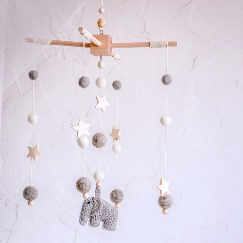  Lets make Baby Crib Mobile/White and Grey Nursery Mobile/Nursery Cot Mobile/Gender Neutral Felt Ball Mobile/Ceiling Mobile