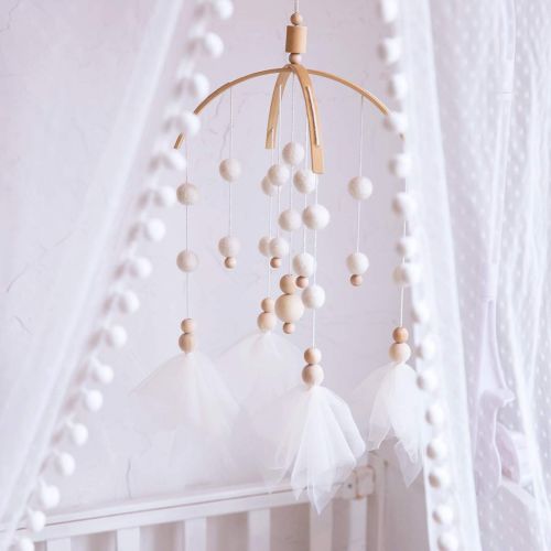  Lets make Baby Mobile 100% Felt Ball Bed Bell Mobile Crib Jewelry Creative Pendant Toy Wooden Wind Chime Nursery Decoration