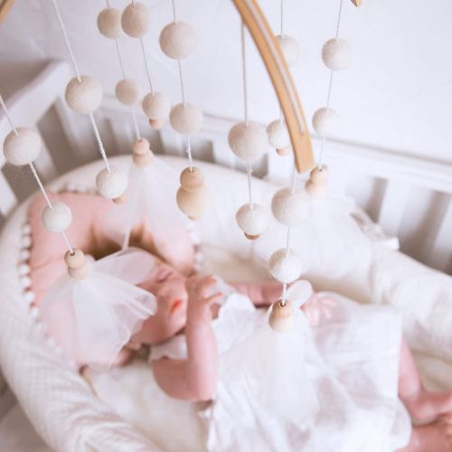  Lets make Baby Mobile 100% Felt Ball Bed Bell Mobile Crib Jewelry Creative Pendant Toy Wooden Wind Chime Nursery Decoration