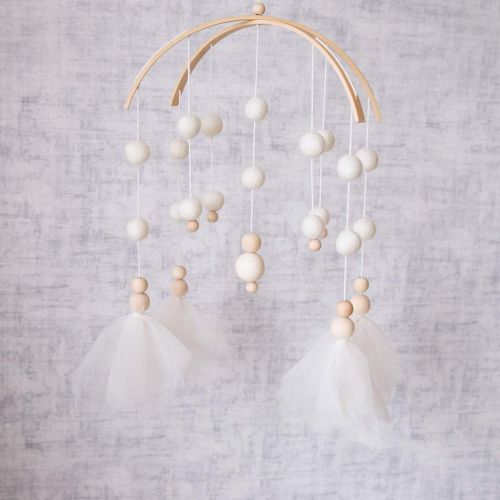  Lets make Baby Mobile 100% Felt Ball Bed Bell Mobile Crib Jewelry Creative Pendant Toy Wooden Wind Chime Nursery Decoration