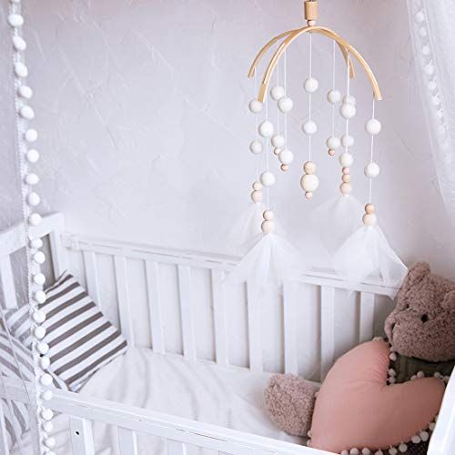  Lets make Baby Mobile 100% Felt Ball Bed Bell Mobile Crib Jewelry Creative Pendant Toy Wooden Wind Chime Nursery Decoration