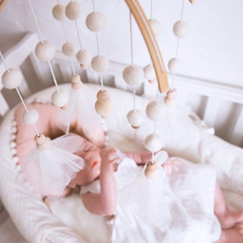  Lets make Baby Mobile 100% Felt Ball Bed Bell Mobile Crib Jewelry Creative Pendant Toy Wooden Wind Chime Nursery Decoration
