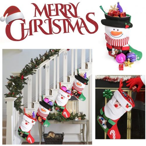  lets make 2 Pack Large Christmas Stockings 16 inches, Classic Red and Green Holiday Christmas Party Decoration (2 in 1, Can Store Photos)