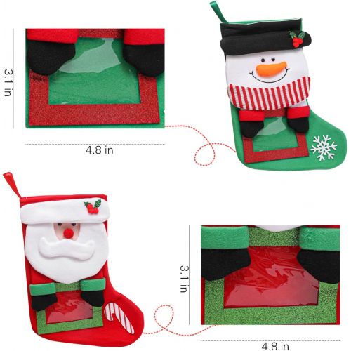  lets make 2 Pack Large Christmas Stockings 16 inches, Classic Red and Green Holiday Christmas Party Decoration (2 in 1, Can Store Photos)
