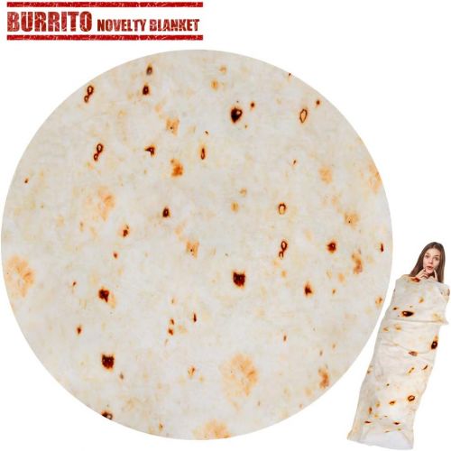  [아마존 핫딜]  [아마존핫딜]LetsFunny Burrito Tortilla Human Blanket, Burrito Wrap Novelty Blanket Tortilla Towel for Adults/Kids, Giant Round Beach Towel/Throw Blanket/Picnic Blanket (Yellow, 71.00)